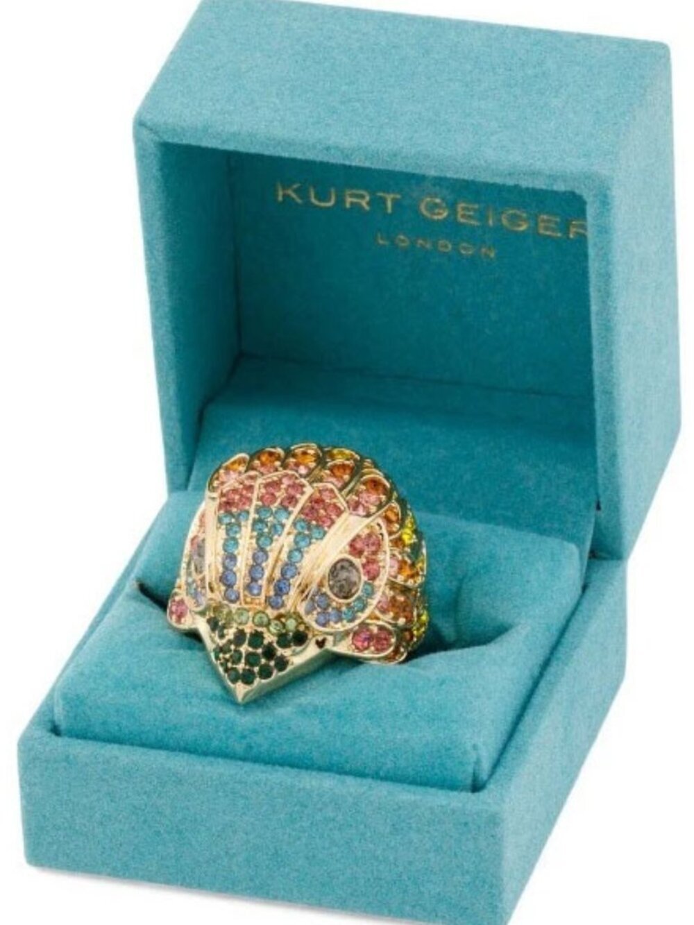 Kurt Geiger London Eagle Head Multi-Color Crystal Rainbow Ring